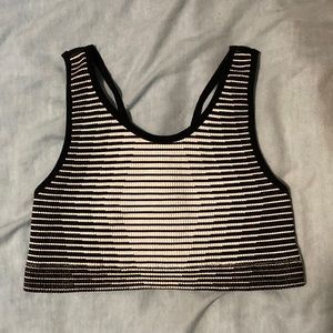 Black and White Striped Sports Bra/ Top